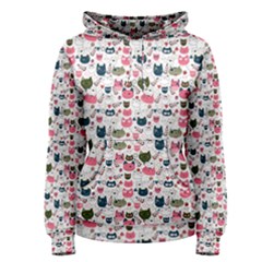 Adorable Seamless Cat Head Pattern01 Women s Pullover Hoodie