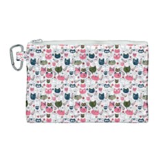 Adorable Seamless Cat Head Pattern01 Canvas Cosmetic Bag (large) by TastefulDesigns