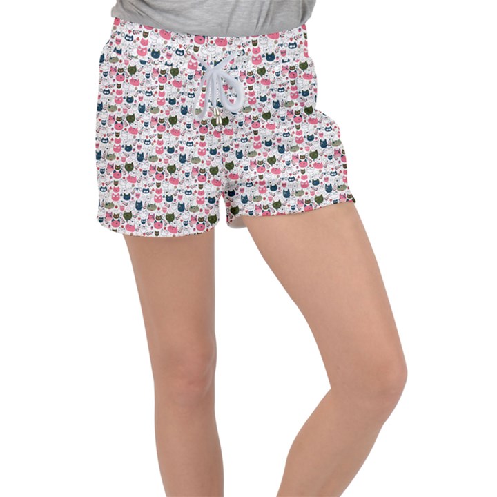 Adorable seamless cat head pattern01 Velour Lounge Shorts