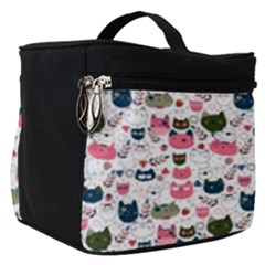 Adorable Seamless Cat Head Pattern01 Make Up Travel Bag (small) by TastefulDesigns