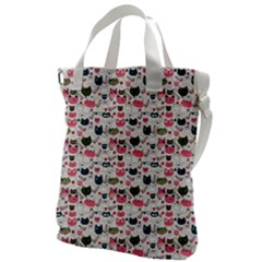 Adorable Seamless Cat Head Pattern01 Canvas Messenger Bag by TastefulDesigns