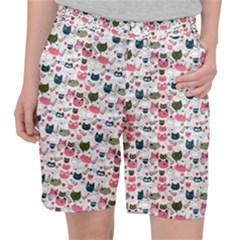 Adorable Seamless Cat Head Pattern01 Pocket Shorts by TastefulDesigns