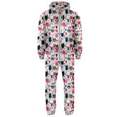 Adorable Seamless Cat Head Pattern01 Hooded Jumpsuit (men)  by TastefulDesigns