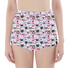 Adorable Seamless Cat Head Pattern01 High-waisted Bikini Bottoms by TastefulDesigns