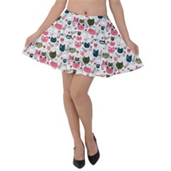 Adorable Seamless Cat Head Pattern01 Velvet Skater Skirt