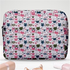 Adorable Seamless Cat Head Pattern01 Make Up Pouch (large) by TastefulDesigns