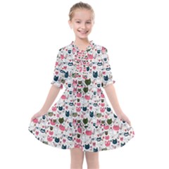 Adorable Seamless Cat Head Pattern01 Kids  All Frills Chiffon Dress by TastefulDesigns