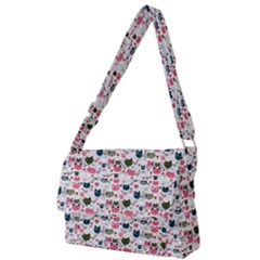 Adorable Seamless Cat Head Pattern01 Full Print Messenger Bag (l) by TastefulDesigns