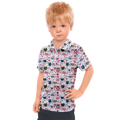 Adorable Seamless Cat Head Pattern01 Kids  Polo Tee by TastefulDesigns