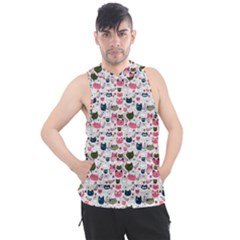 Adorable Seamless Cat Head Pattern01 Men s Sleeveless Hoodie by TastefulDesigns