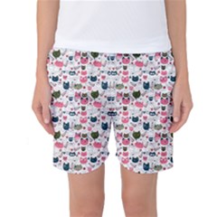 Adorable Seamless Cat Head Pattern01 Women s Basketball Shorts by TastefulDesigns