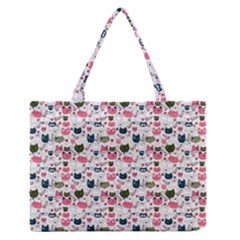 Adorable Seamless Cat Head Pattern01 Zipper Medium Tote Bag by TastefulDesigns