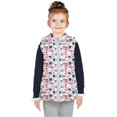 Adorable Seamless Cat Head Pattern01 Kids  Hooded Puffer Vest by TastefulDesigns