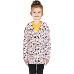 Adorable Seamless Cat Head Pattern01 Kids  Double Breasted Button Coat by TastefulDesigns