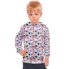 Adorable Seamless Cat Head Pattern01 Kids  Hooded Pullover by TastefulDesigns