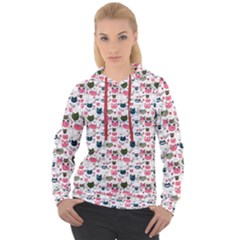 Adorable Seamless Cat Head Pattern01 Women s Overhead Hoodie