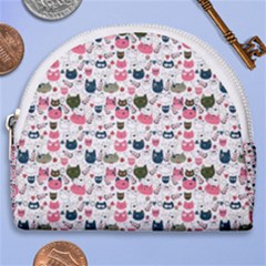 Adorable Seamless Cat Head Pattern01 Horseshoe Style Canvas Pouch by TastefulDesigns