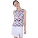 Adorable seamless cat head pattern01 Women s Sleeveless Sports Top View1