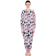 Adorable Seamless Cat Head Pattern01 Onepiece Jumpsuit (ladies) 