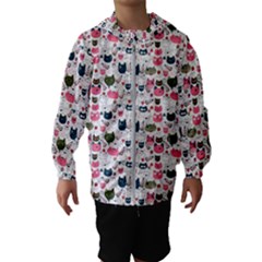 Adorable Seamless Cat Head Pattern01 Kids  Hooded Windbreaker