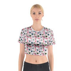 Adorable Seamless Cat Head Pattern01 Cotton Crop Top by TastefulDesigns