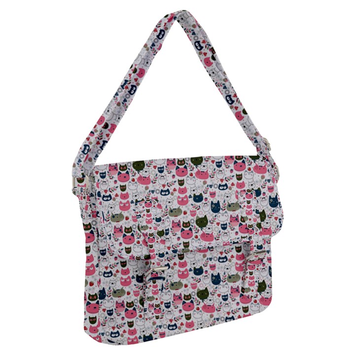 Adorable seamless cat head pattern01 Buckle Messenger Bag