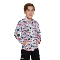 Adorable Seamless Cat Head Pattern01 Kids  Windbreaker