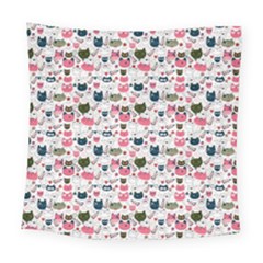 Adorable Seamless Cat Head Pattern01 Square Tapestry (large)