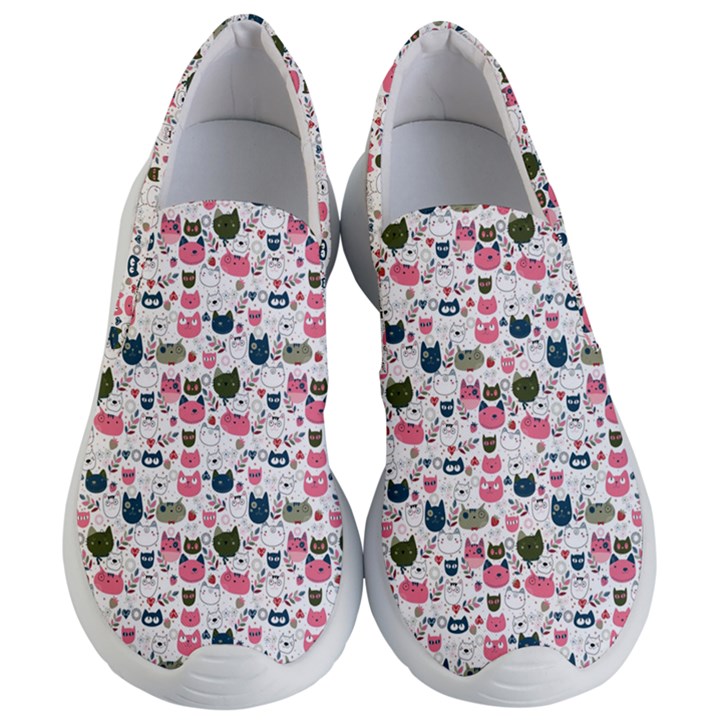 Adorable seamless cat head pattern01 Women s Lightweight Slip Ons