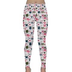 Adorable Seamless Cat Head Pattern01 Lightweight Velour Classic Yoga Leggings by TastefulDesigns