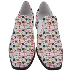 Adorable Seamless Cat Head Pattern01 Women Slip On Heel Loafers by TastefulDesigns