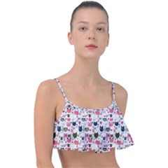 Adorable Seamless Cat Head Pattern01 Frill Bikini Top by TastefulDesigns