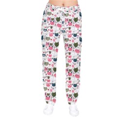 Adorable Seamless Cat Head Pattern01 Women Velvet Drawstring Pants