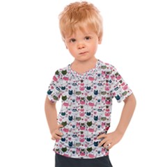 Adorable Seamless Cat Head Pattern01 Kids  Sports Tee