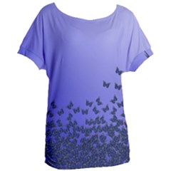 Gradient Butterflies Pattern, Flying Insects Theme Women s Oversized Tee by Casemiro