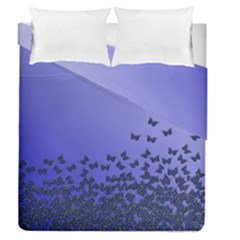 Gradient Butterflies Pattern, Flying Insects Theme Duvet Cover Double Side (queen Size) by Casemiro