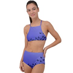 Gradient Butterflies Pattern, Flying Insects Theme High Waist Tankini Set by Casemiro