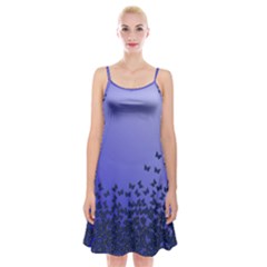 Gradient Butterflies Pattern, Flying Insects Theme Spaghetti Strap Velvet Dress by Casemiro