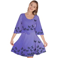 Gradient Butterflies Pattern, Flying Insects Theme Velour Kimono Dress by Casemiro