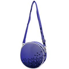 Gradient Butterflies Pattern, Flying Insects Theme Crossbody Circle Bag