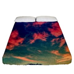  Brushstroke Skies Fitted Sheet (queen Size) by okhismakingart