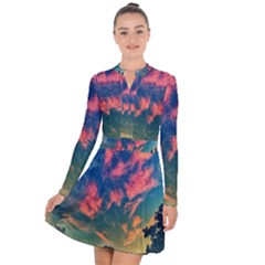  Brushstroke Skies Long Sleeve Panel Dress by okhismakingart