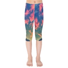  Brushstroke Skies Kids  Capri Leggings  by okhismakingart