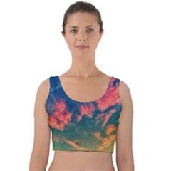  Brushstroke Skies Velvet Crop Top by okhismakingart