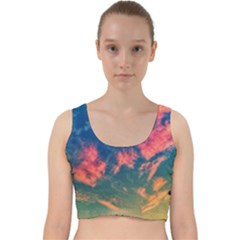  Brushstroke Skies Velvet Racer Back Crop Top by okhismakingart