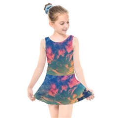  Brushstroke Skies Kids  Skater Dress Swimsuit by okhismakingart