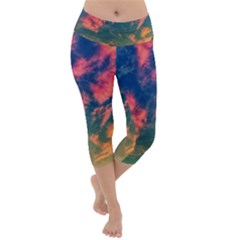  Brushstroke Skies Lightweight Velour Capri Yoga Leggings by okhismakingart