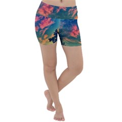  Brushstroke Skies Lightweight Velour Yoga Shorts by okhismakingart