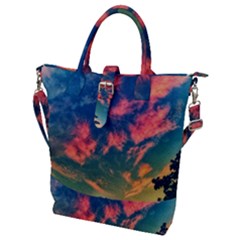  Brushstroke Skies Buckle Top Tote Bag by okhismakingart