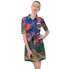  Brushstroke Skies Belted Shirt Dress by okhismakingart